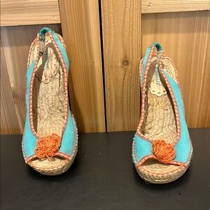 Seychelles Turquoise and Coral Espadrilles